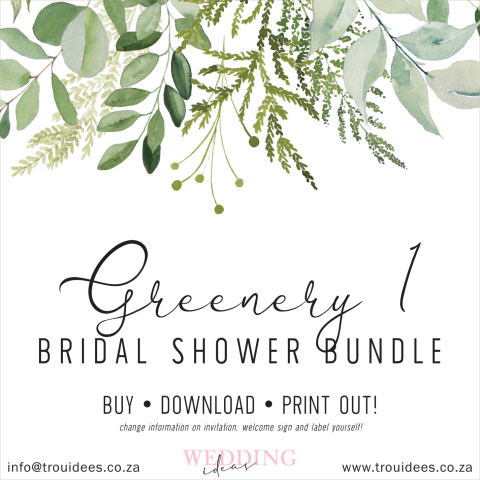 Greenery 1 (White) Bridal Shower Stationery